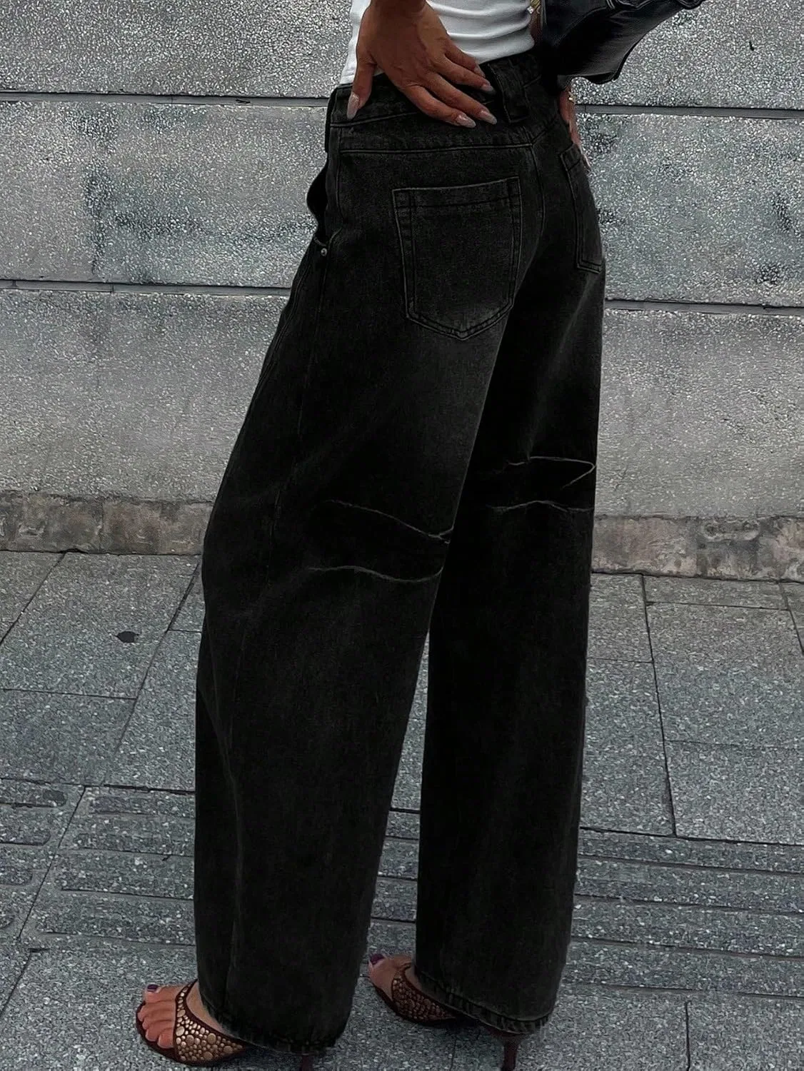 Джинсы свободного кроя, Wide Leg, Black — фото 3