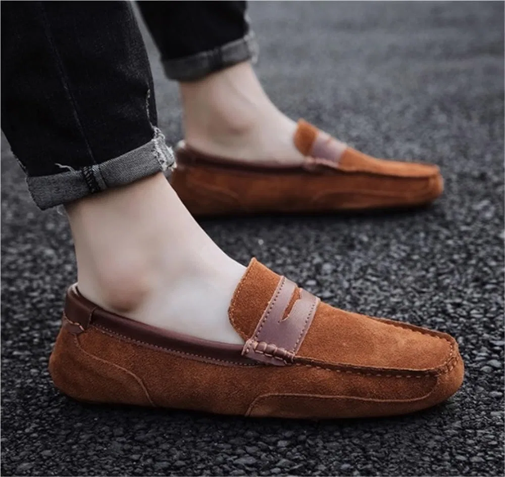 Лоферы замшевые Leather Loafers Slip-On, Brown DHFIRUFSHLO — фото 3