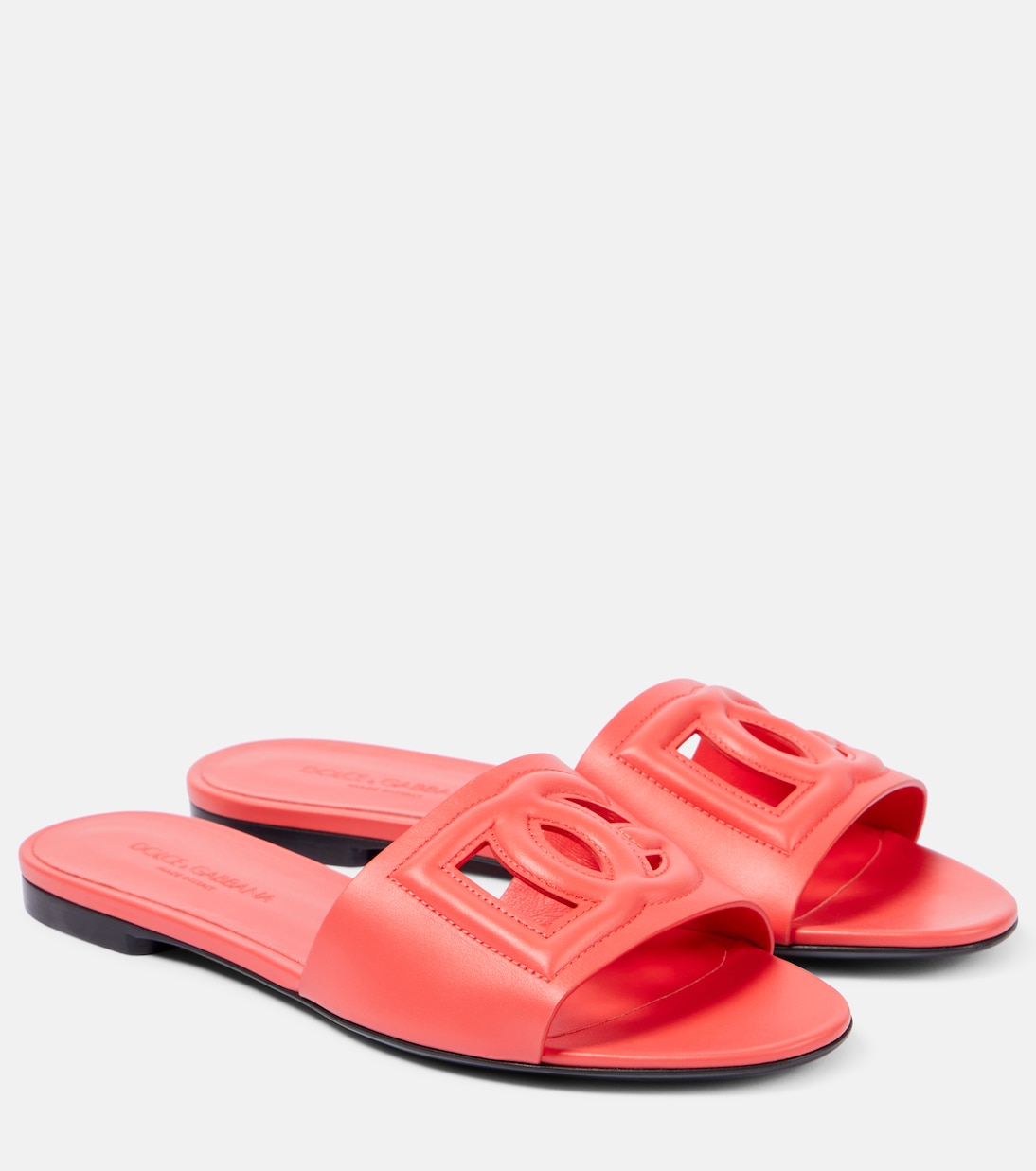 Кожаные шлепанцы с логотипом Dolce&Gabbana, Corallo