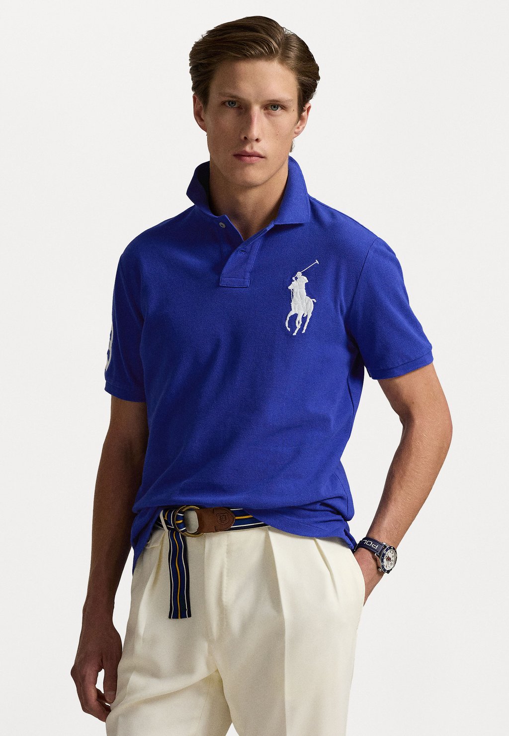 

Поло CUSTOM SLIM FIT BIG PONY MESH SHIRT Polo Ralph Lauren, синий