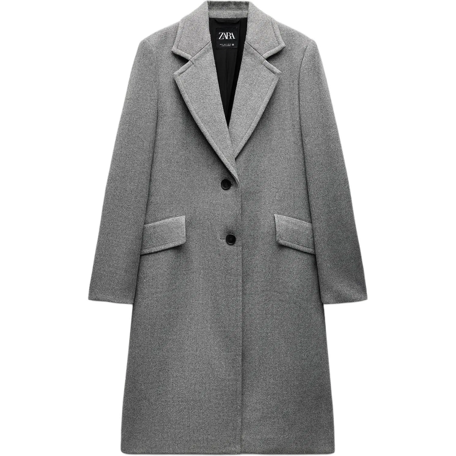 Женское пальто с лацканами Gray ZARA, Серый