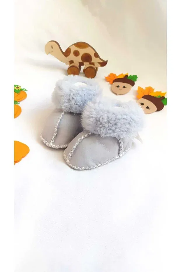 Детские пинетки для новорожденных из натуральной кожи Minibiri, Ice Blue
