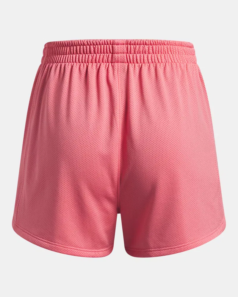 Шорты с длиной по внутреннему шву 6 см из дышащей двойной сетки UA Tech Mesh Play Up UnderArmour, Bittersweet Pink/White — фото 2