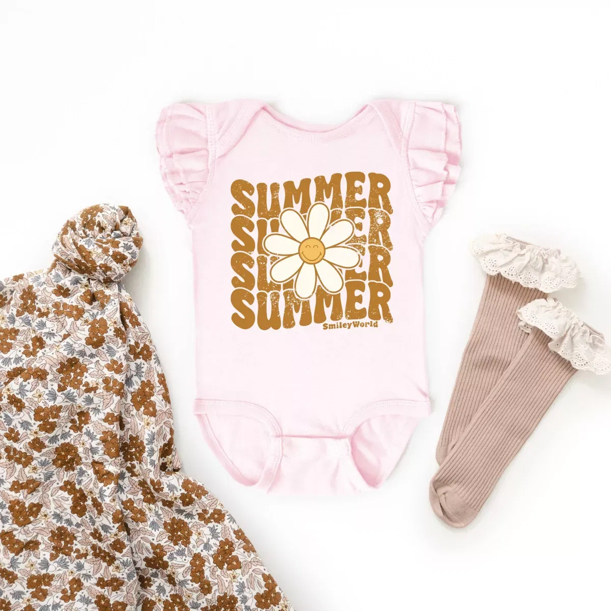 Детское боди с летучим рукавом SmileyWorld Summer Wave Stacked The Juniper Shop, Ballerina — фото 3