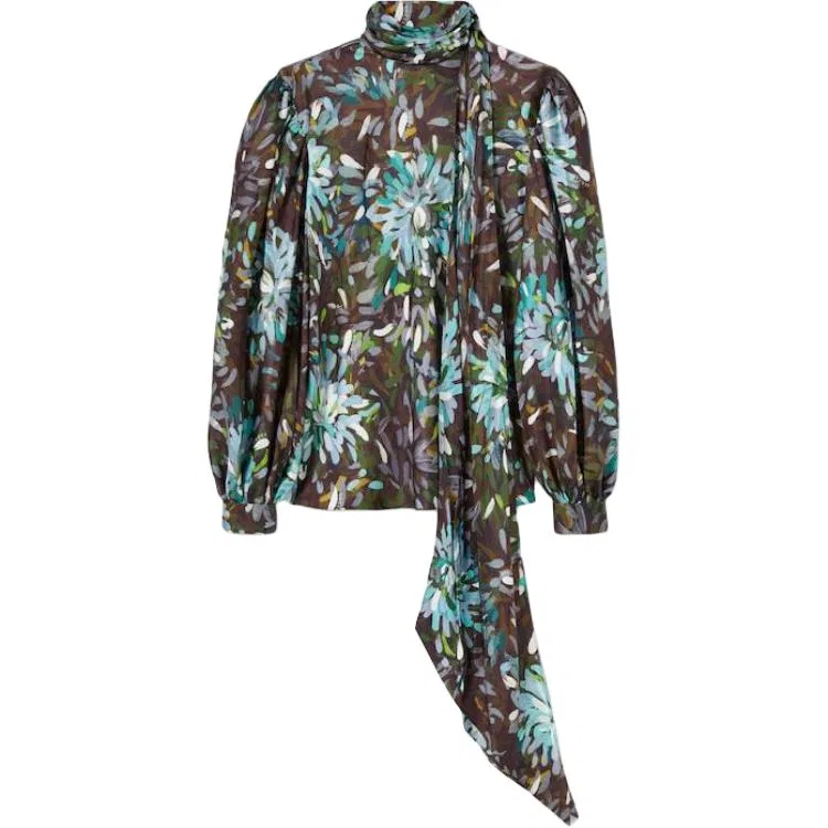 Женская блузка с длинным рукавом с цветочным принтом GUCCI, Multicolor