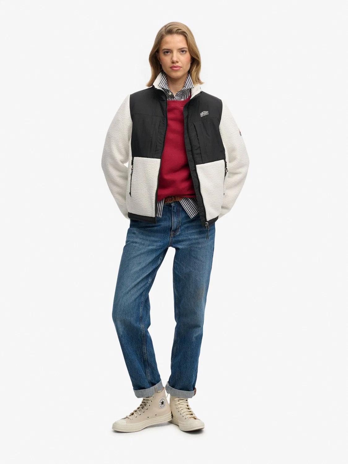 Куртка Polar Fleece Hybrid Trekker Superdry, белый — фото 3