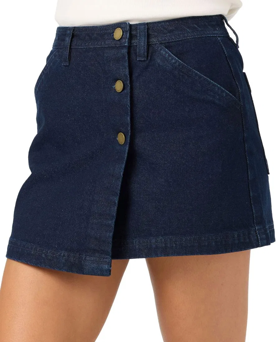 Мини-юбка-обертка из денима Og Chance Low-Rise Wrap Mini Skirt O'Neill, Dark Indigo Wash — фото 3