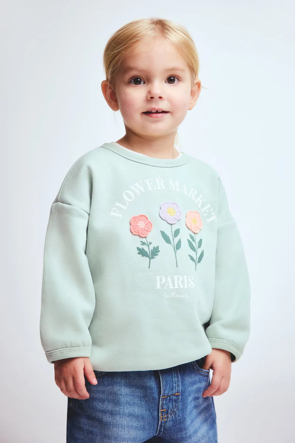 Толстовка с рисунком H&M, Helles Mattgrün/Blumen — фото 2