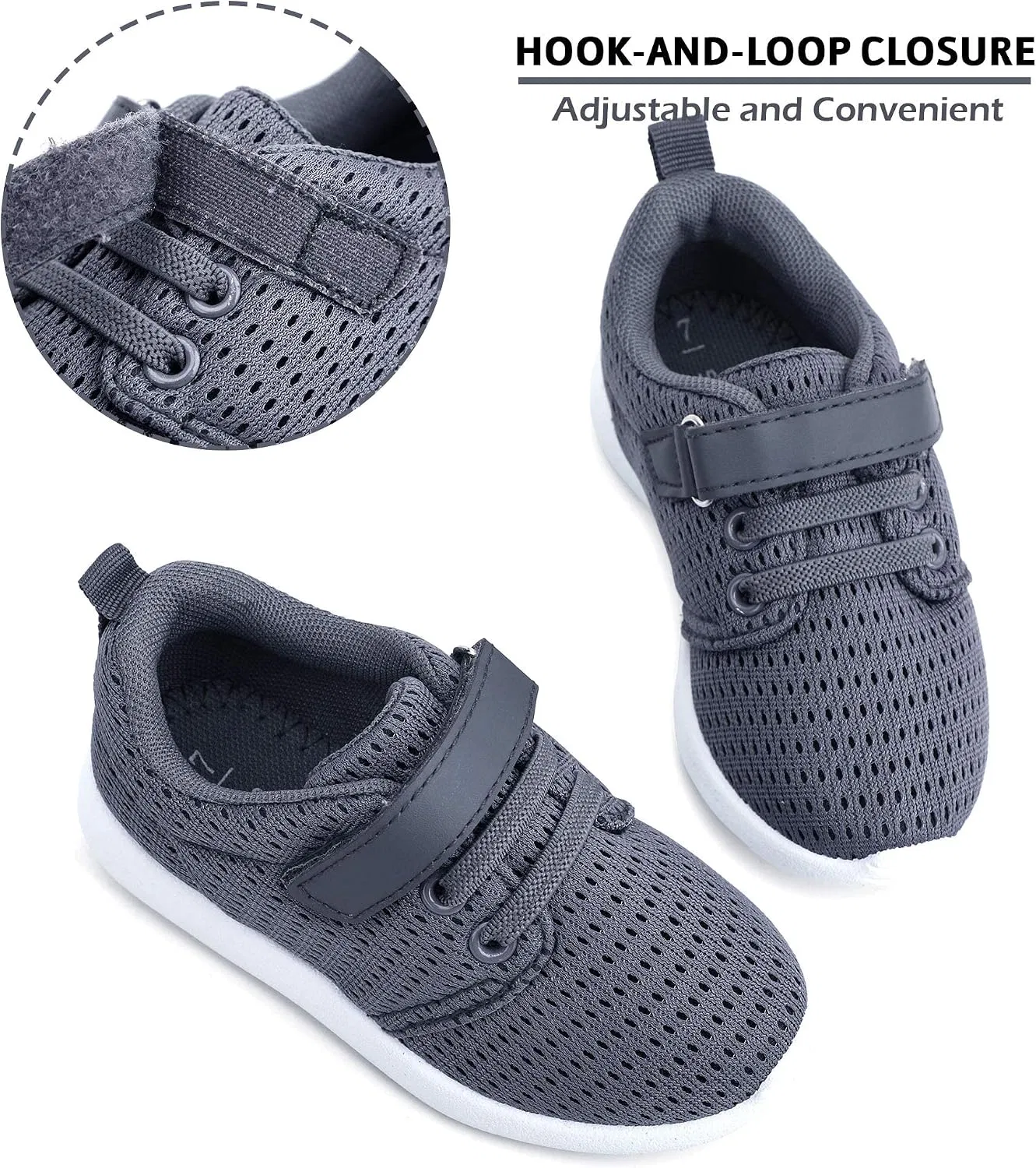 Детские кроссовки для бега и ходьбы HIITAVE, Drak Grey/White — фото 4