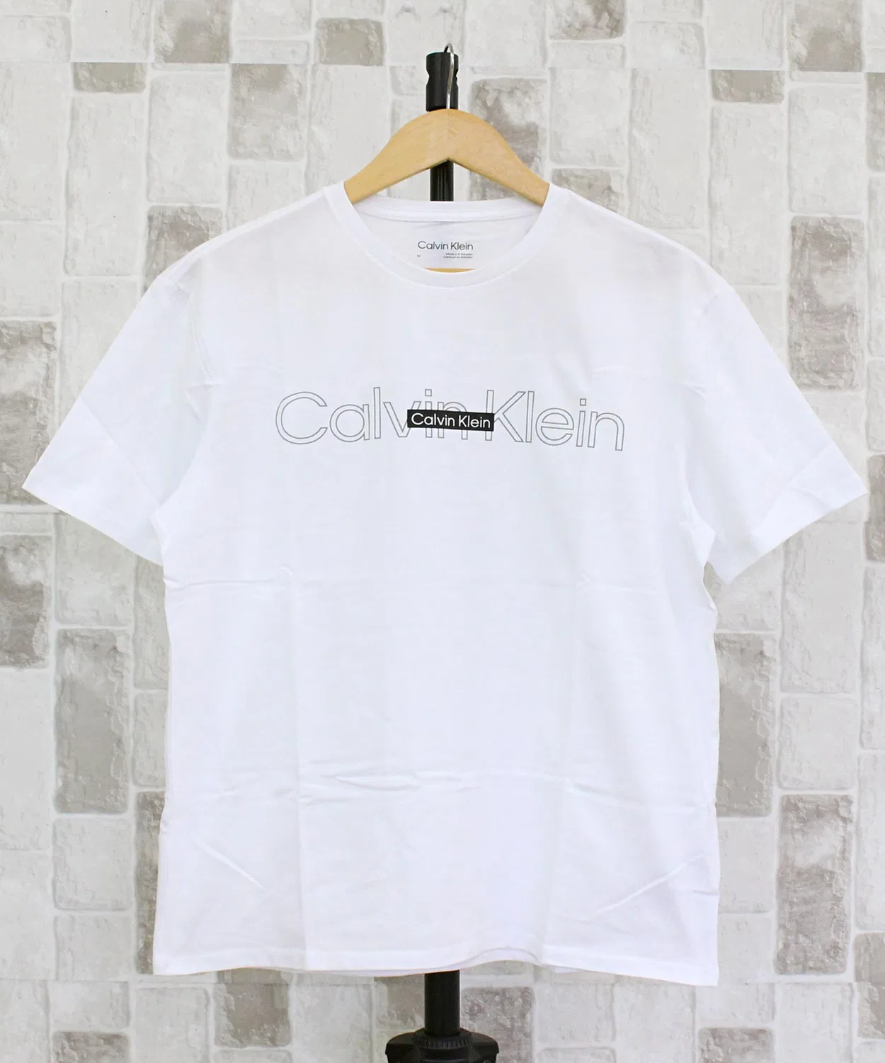 Мужская футболка с принтом SS Logo Textured Box Crewneck Tee Calvin Klein, White