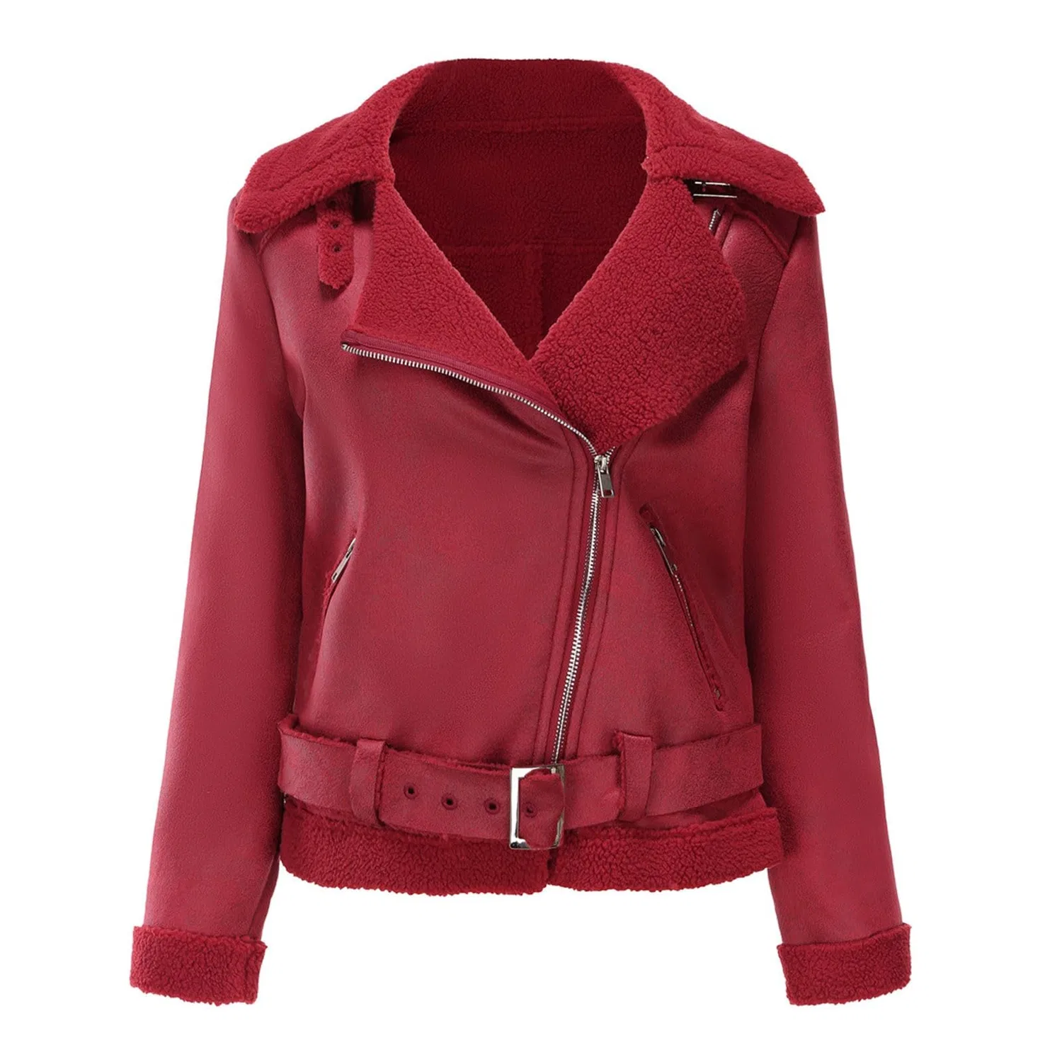 Женское элегантное пальто с поясом и двубортной застежкой, модель Peacoat, Rosso