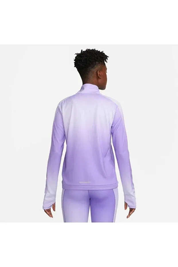 Женская футболка с принтом Dri-Fit swoosh printed women's running top - quarter zip dx0956-567 Nike, Purple — фото 2