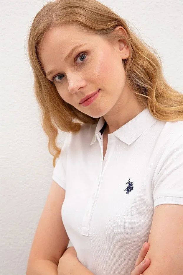 Женская футболка с поло с коротким рукавом U.S. Polo Assn., White — фото 3