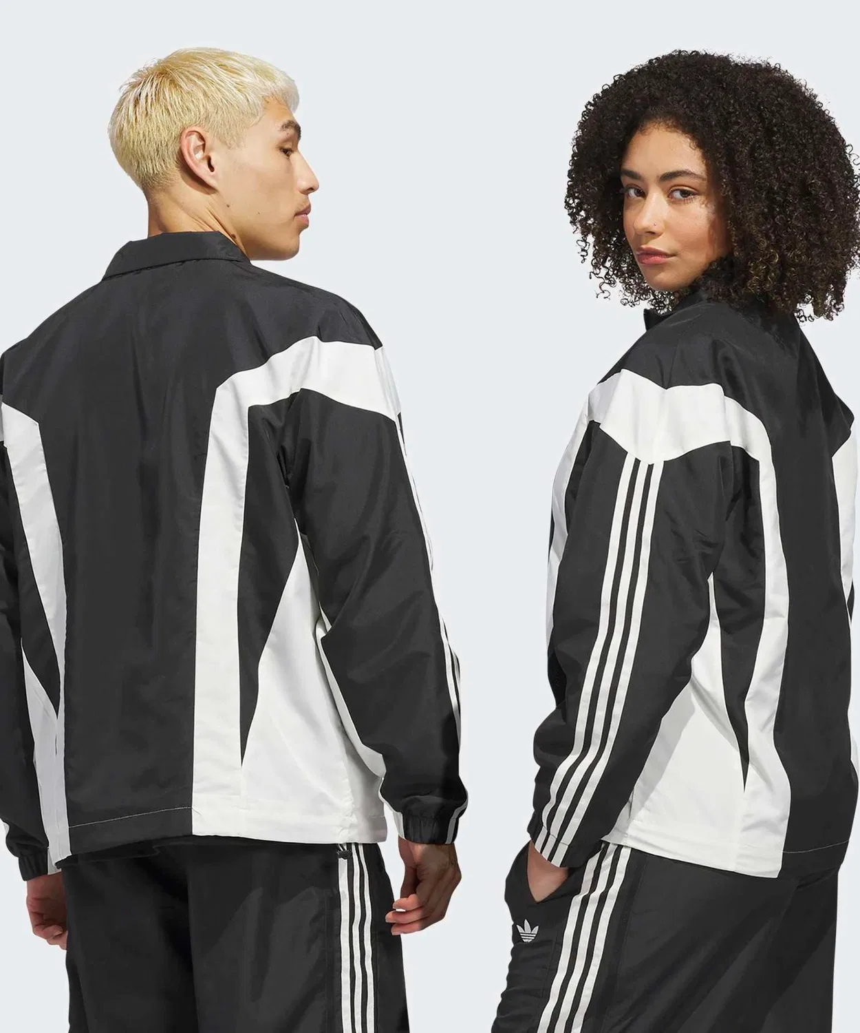 Мужская куртка-ветровка с высоким воротником, свободного кроя, Adidas Originals, Black — фото 2