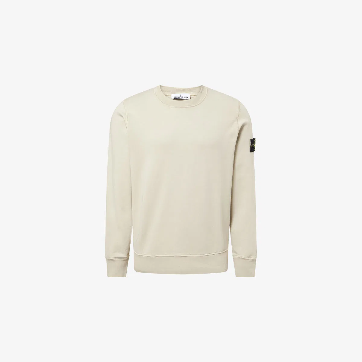 Хлопковая толстовка с круглым вырезом и нашивкой с логотипом Stone Island, песочный