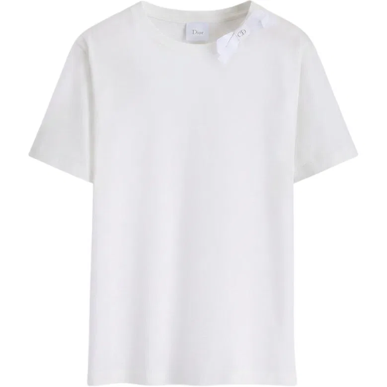 Женская футболка с круглым вырезом прямого кроя White DIOR, White