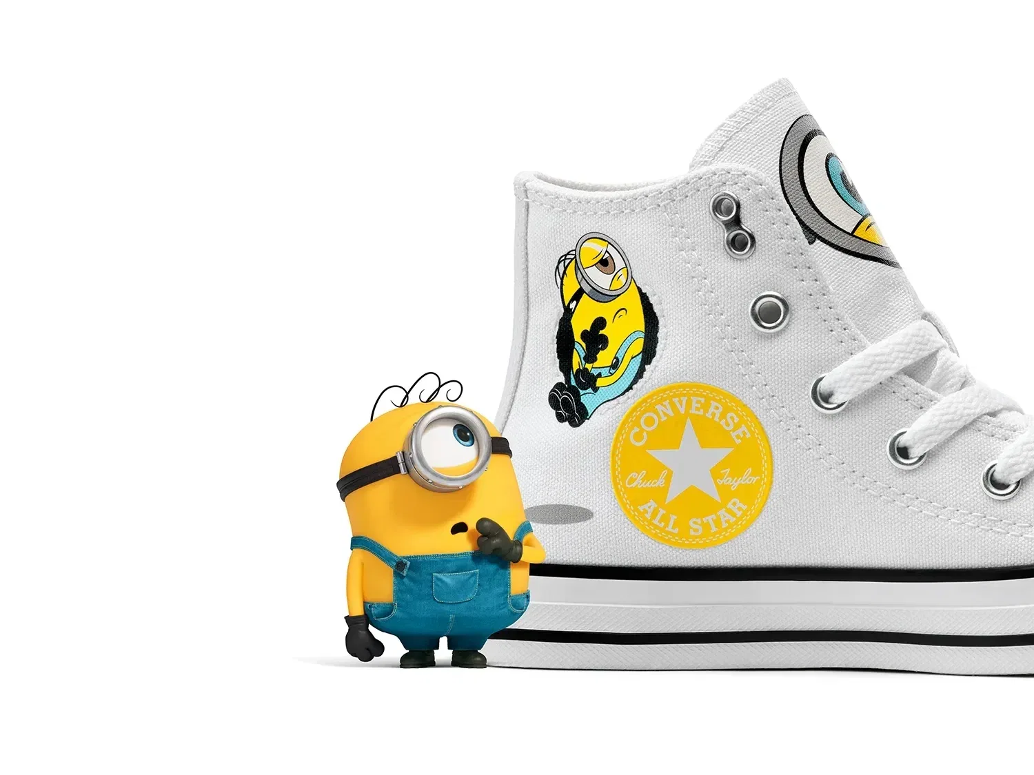 Кеды высокие Chuck Taylor All Star Minions 1V, Converse, белый — фото 2