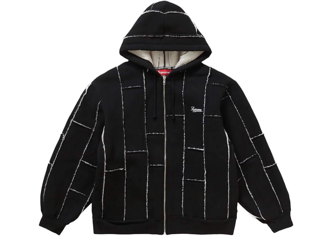 Мужская худи с меховой отделкой Supreme Sweatshirt, Black