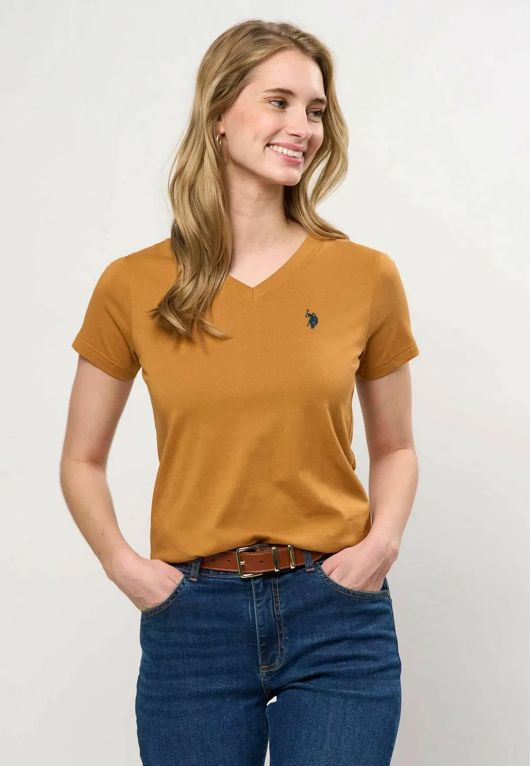 Футболка Uwassia с V-образным вырезом - базовая футболка U.S. Polo Assn., Brown Sugar