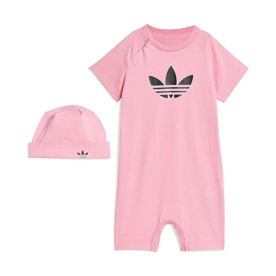 Детский спортивный комплект из футера с длинным рукавом adidas, Розовый — фото 2