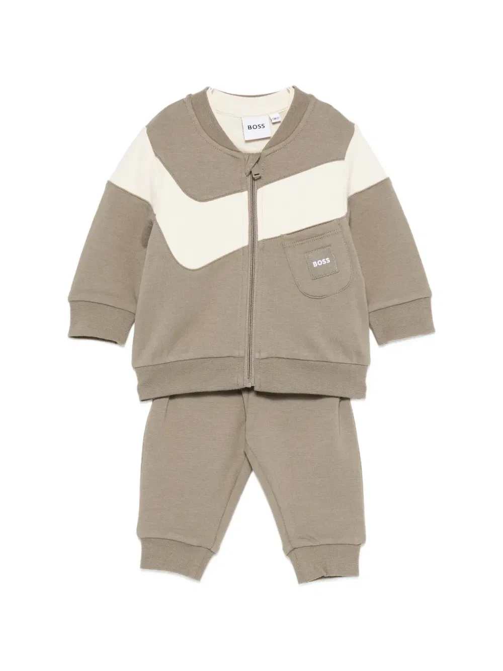 Спортивный костюм с логотипом-нашивкой Boss Kidswear, зеленый