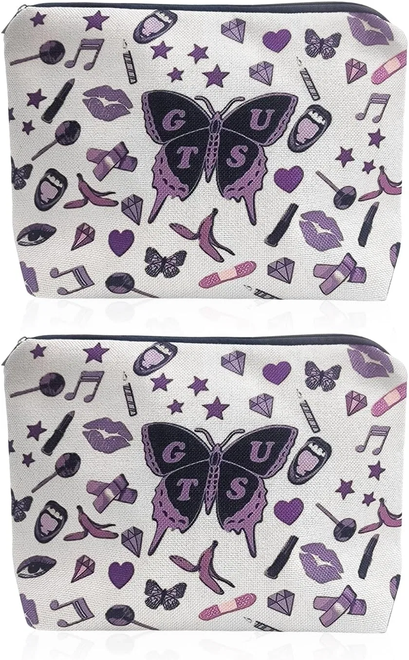 Косметичка с бабочками, OVDGWC, 2 шт, 17x25 см, Purple