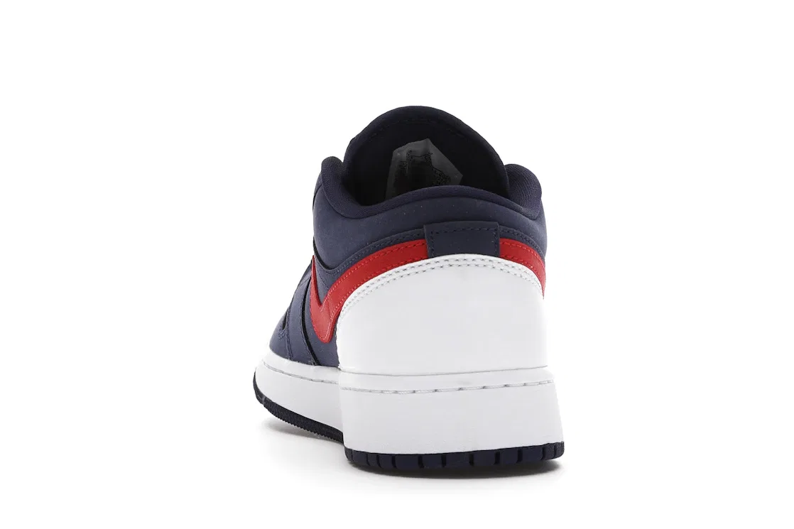 Детские кроссовки для мальчиков с кожаным верхом Jordan 1 Low Jordan, Midnight Navy/White-University Red — фото 4