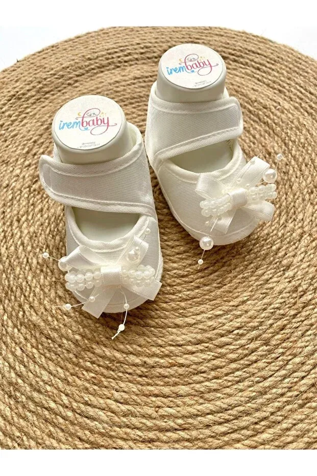 Детские туфли для девочек с кружевной шнуровкой Irembaby, White — фото 2