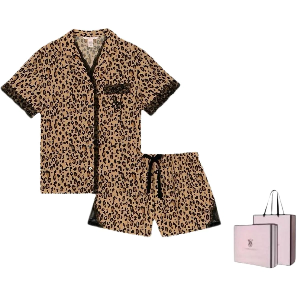 Женский комплект пижамы с кружевом Wild Leopard Lace Victoria's Secret