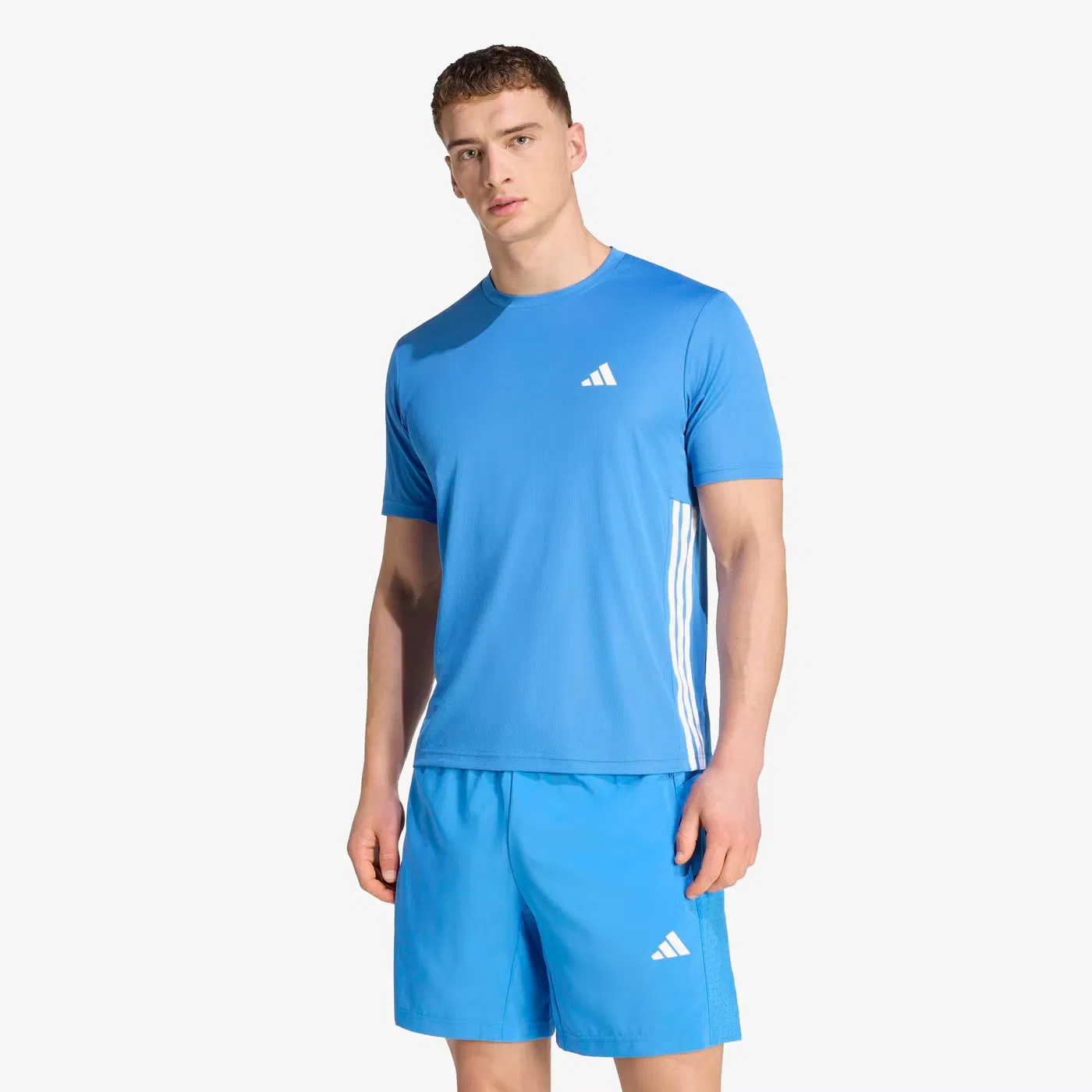 Футболка с коротким рукавом Workout Essentials Base 3-Stripes Adidas, синяя — фото 2