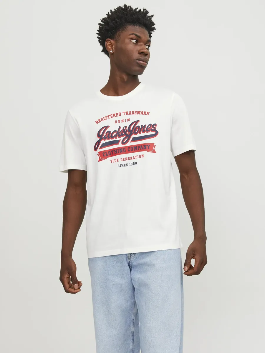 

Рубашка с круглым вырезом Jack & Jones "JJELOGO TEE SS O-NECK 2 COL SS24 SN", цвет Cloud Dancer