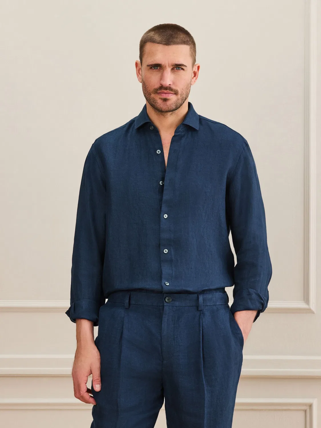 Рубашка Next Regular fit Button Up Shirt Signature темно-синего цвета — фото 3