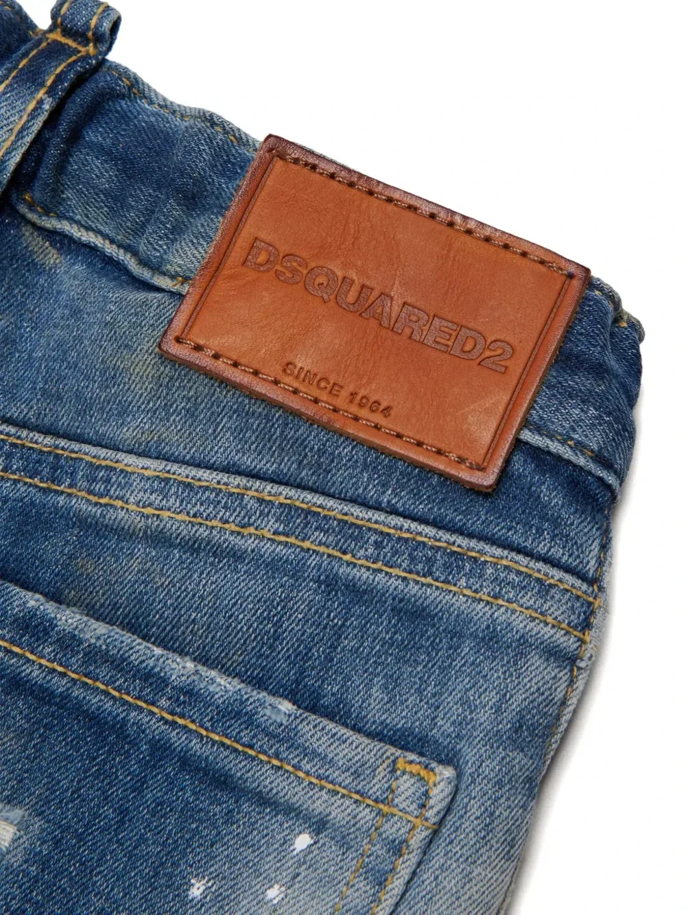 Джинсы в технике пэчворк с эффектом потертости DSQUARED2 KIDS, синий — фото 4