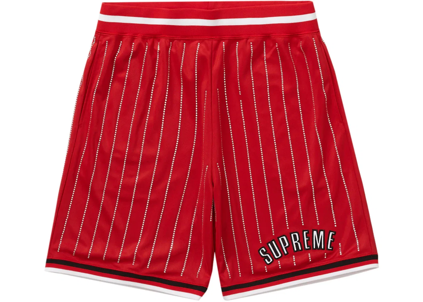 Мужские шорты с принтом Supreme Rhinestone Stripe Basketball Short, Red