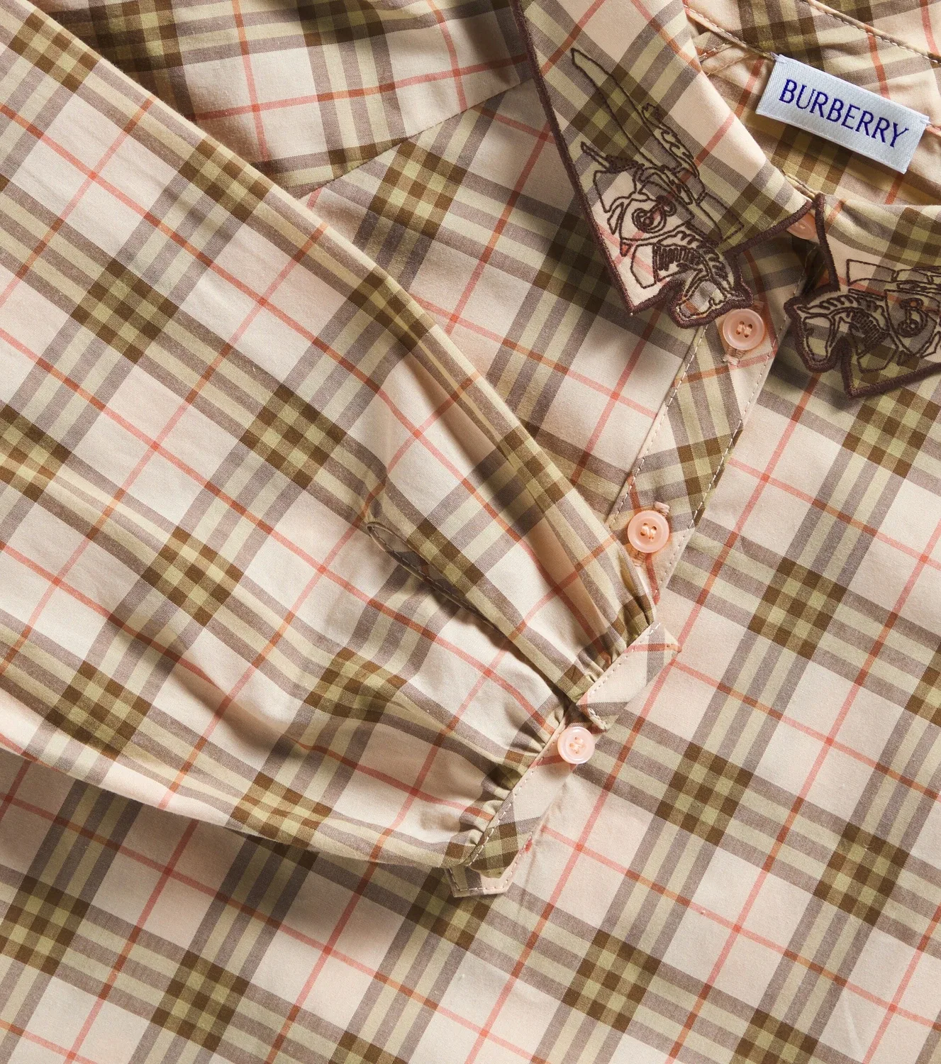 Блузка хлопковая Burberry Kids, бежевый — фото 3