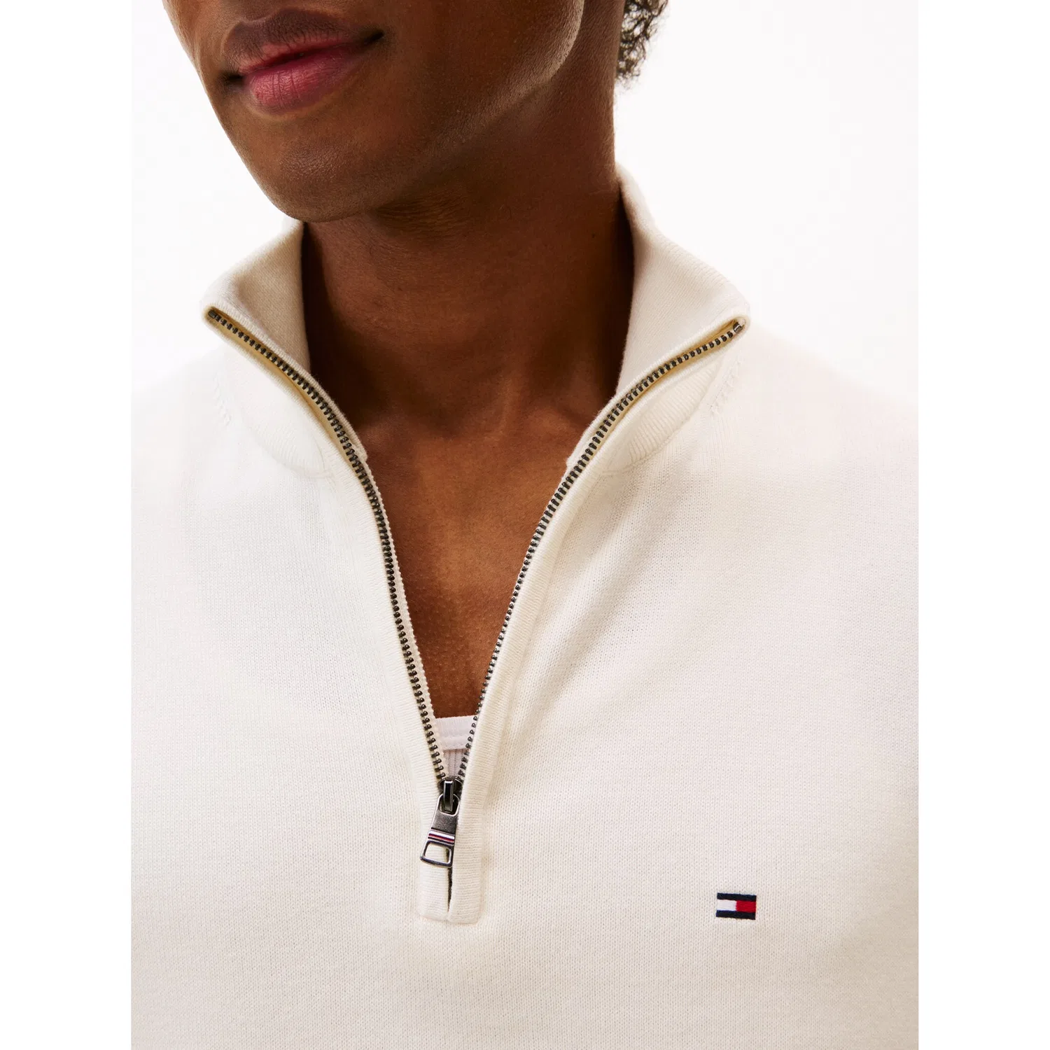 Мужской свитшот с воротником-стойкой и молнией Tommy Hilfiger, Ivory Petal — фото 2