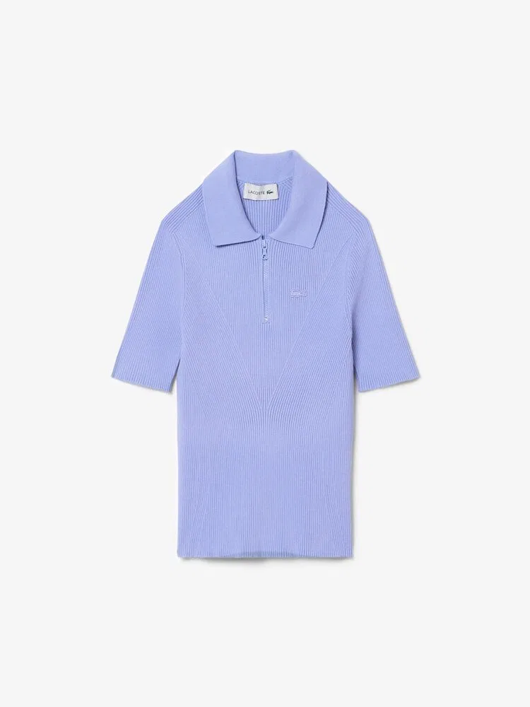 Свитер LACOSTE 3D с полузастежкой, объемная фактура, серый — фото 4