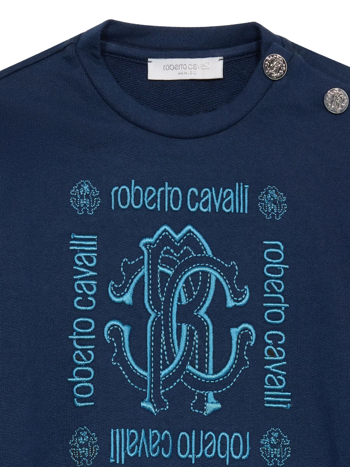 Свитшот с графическим логотипом темно-синего цвета Roberto Cavalli, темно-синий — фото 4