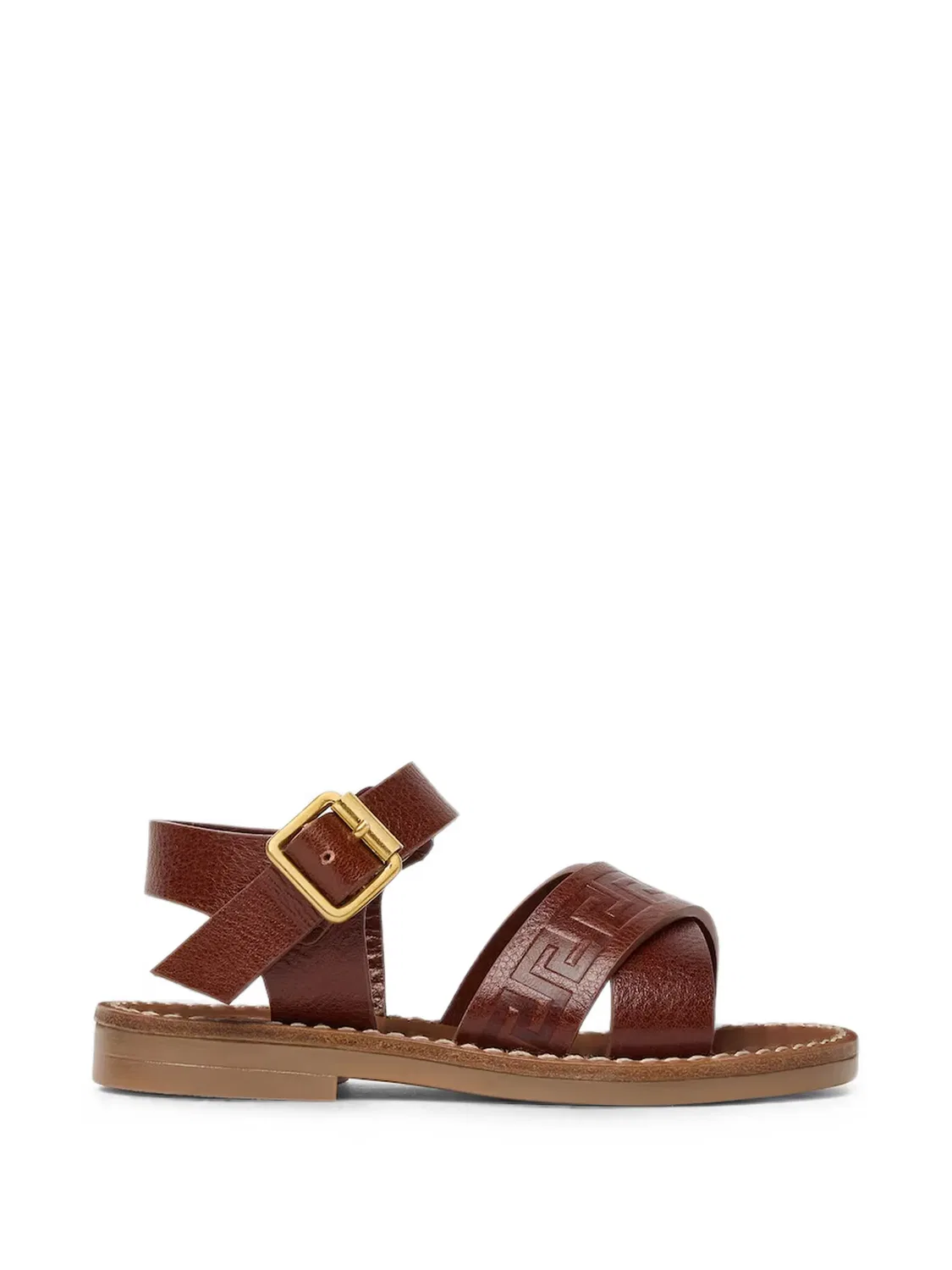 Сандалии с тиснением Greca Versace Kids, коричневый