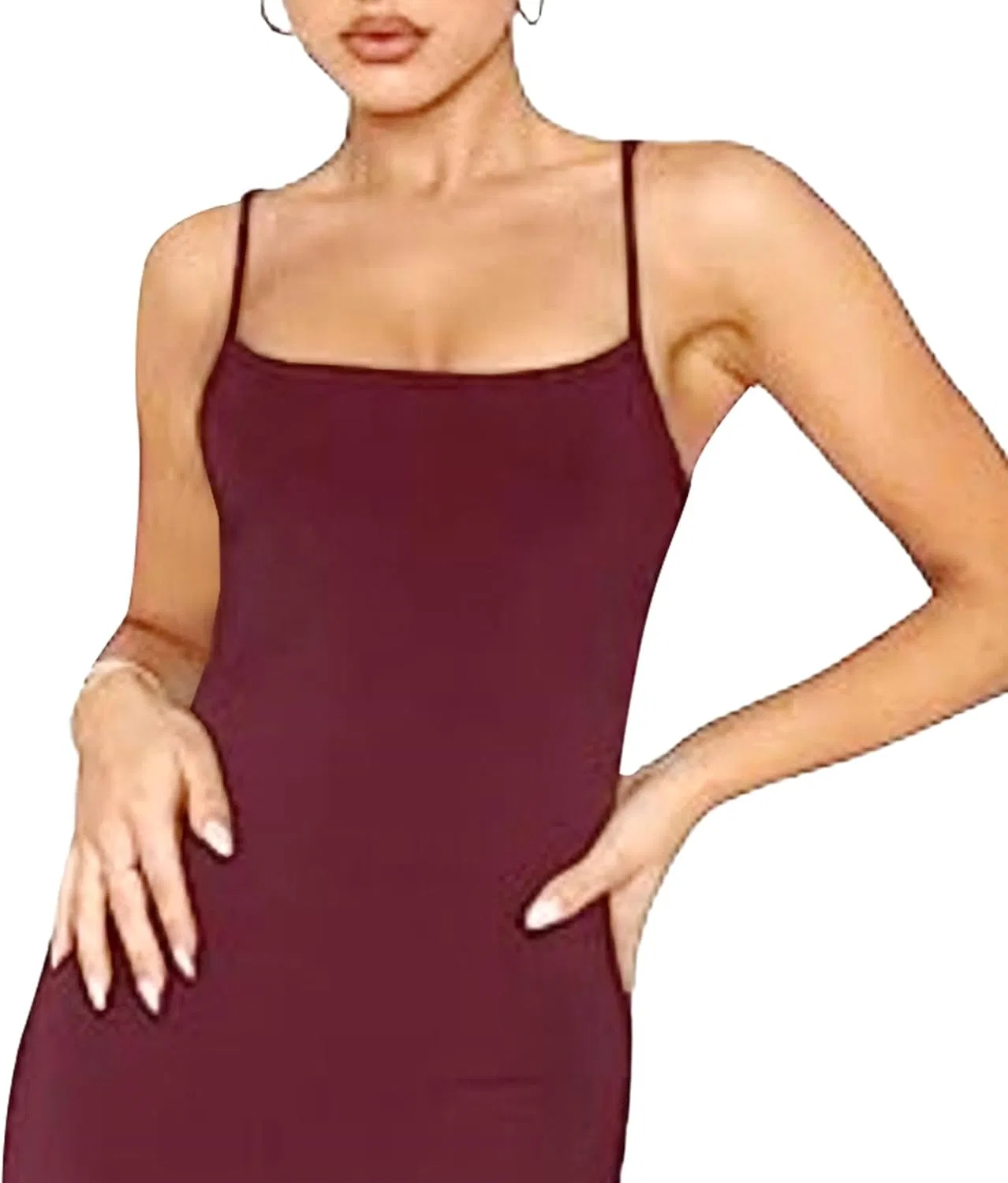 Женское летнее сексуальное платье на бретелях, Wine Red — фото 2