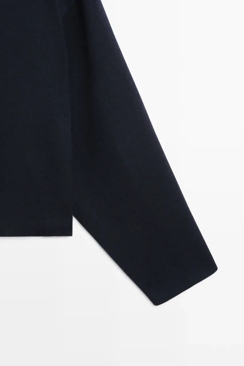 Куртка Massimo Dutti Cotton Knit Zip-up, темно-синий — фото 4