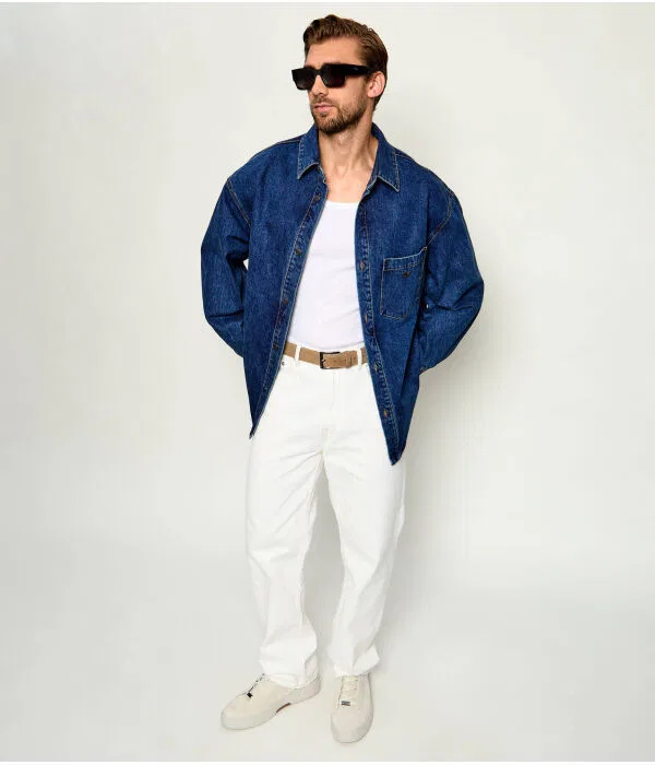 Мужская рубашка из джинсовой ткани Emporio Armani, синий — фото 2