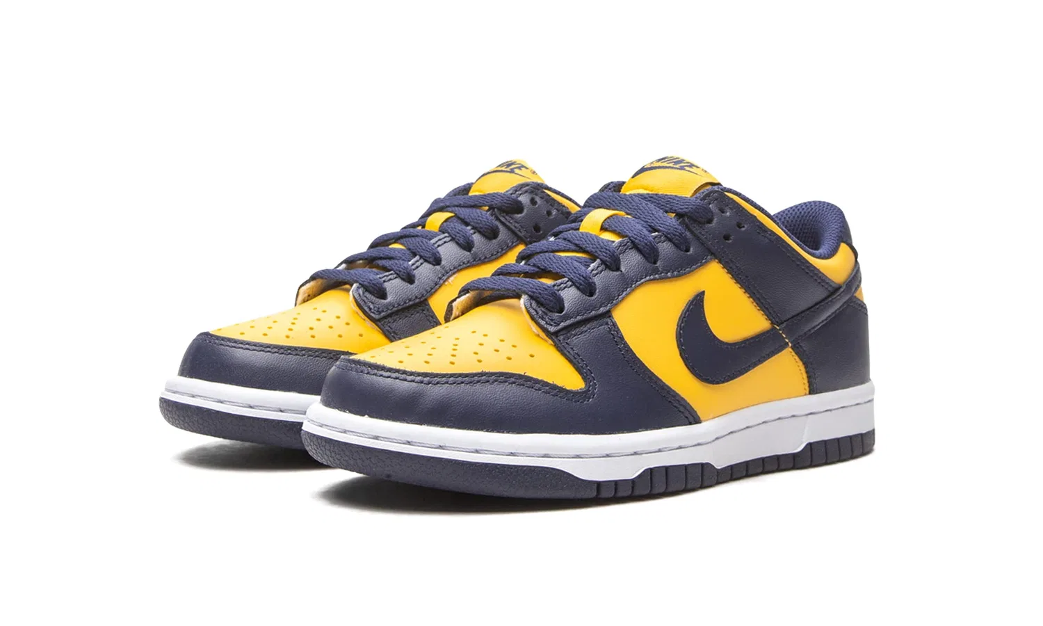 Детские кроссовки с кожаным верхом Dunk Low Gs NIKE, Varsity Maize Midnight Navy White — фото 2