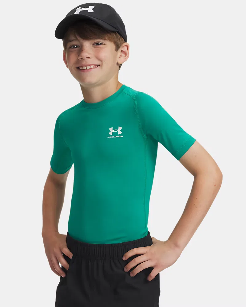 Футболка с коротким рукавом быстросохнущая HeatGear Armour UnderArmour, Geode Green/White