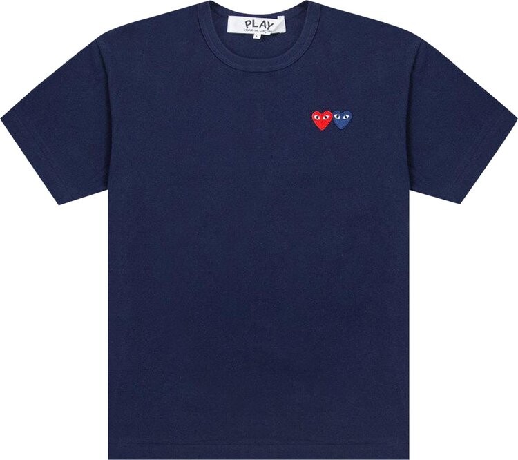 

Футболка Comme des Garçons PLAY Double Hearts T-Shirt 'Navy', синий