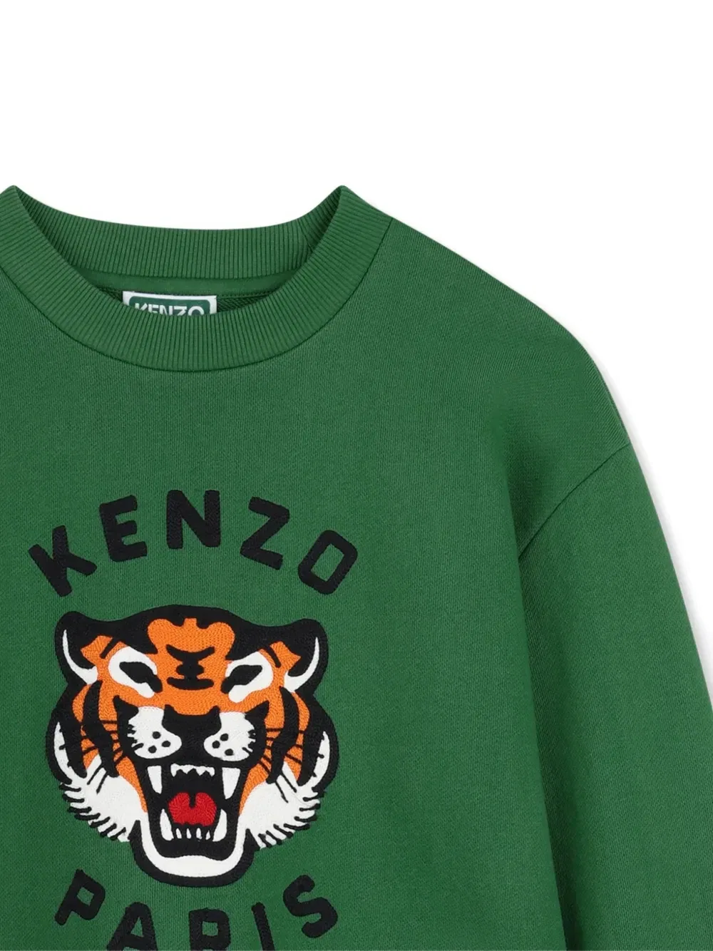 Толстовка с круглым вырезом и принтом Tiger Kenzo Kids, зеленый — фото 3