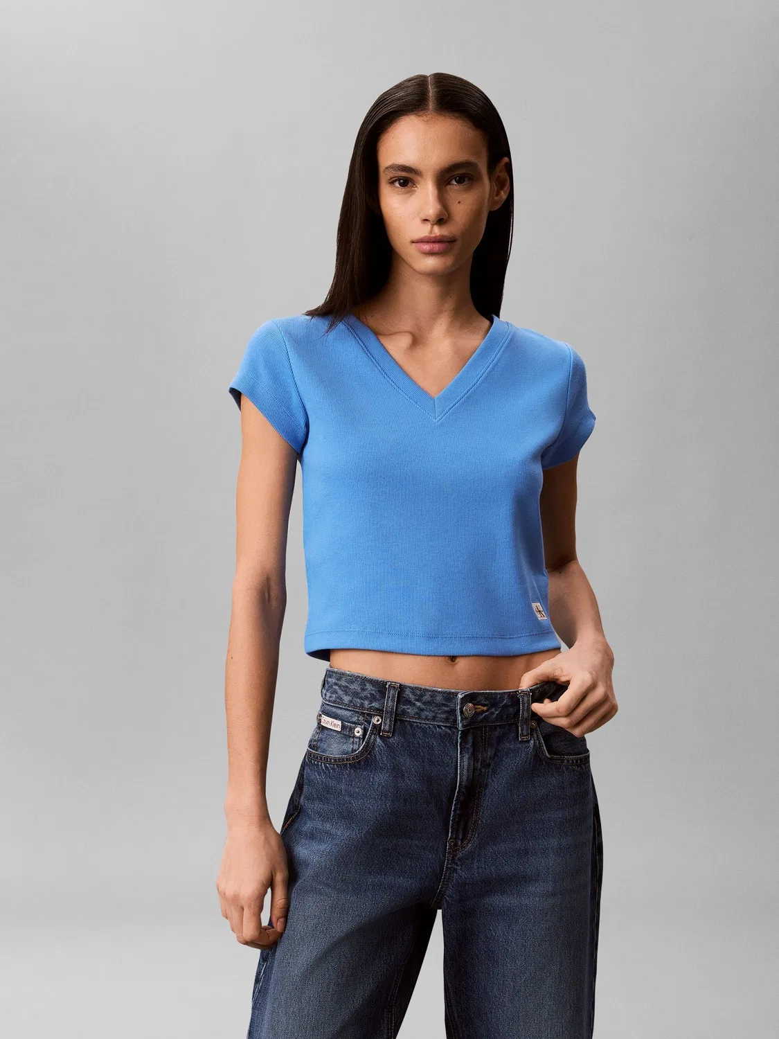 Футболка с V-образным вырезом Calvin Klein, синяя