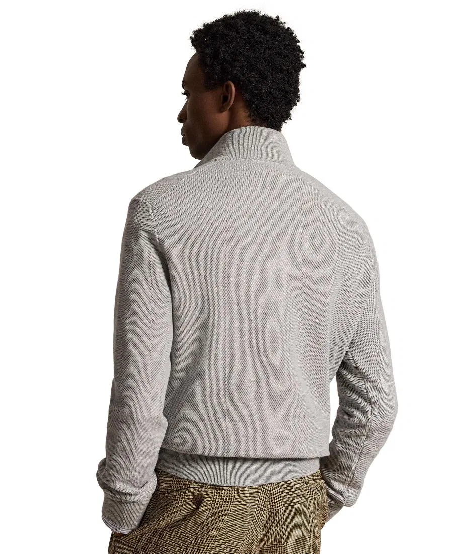 Свитер мужской Polo Ralph Lauren с воротником-стойкой и молнией, Mesh-Knit Cotton, Andover Heather — фото 4