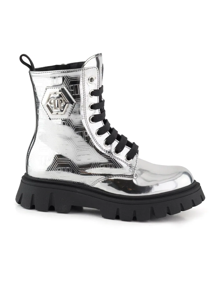 Ботинки Philipp Plein серебристого цвета