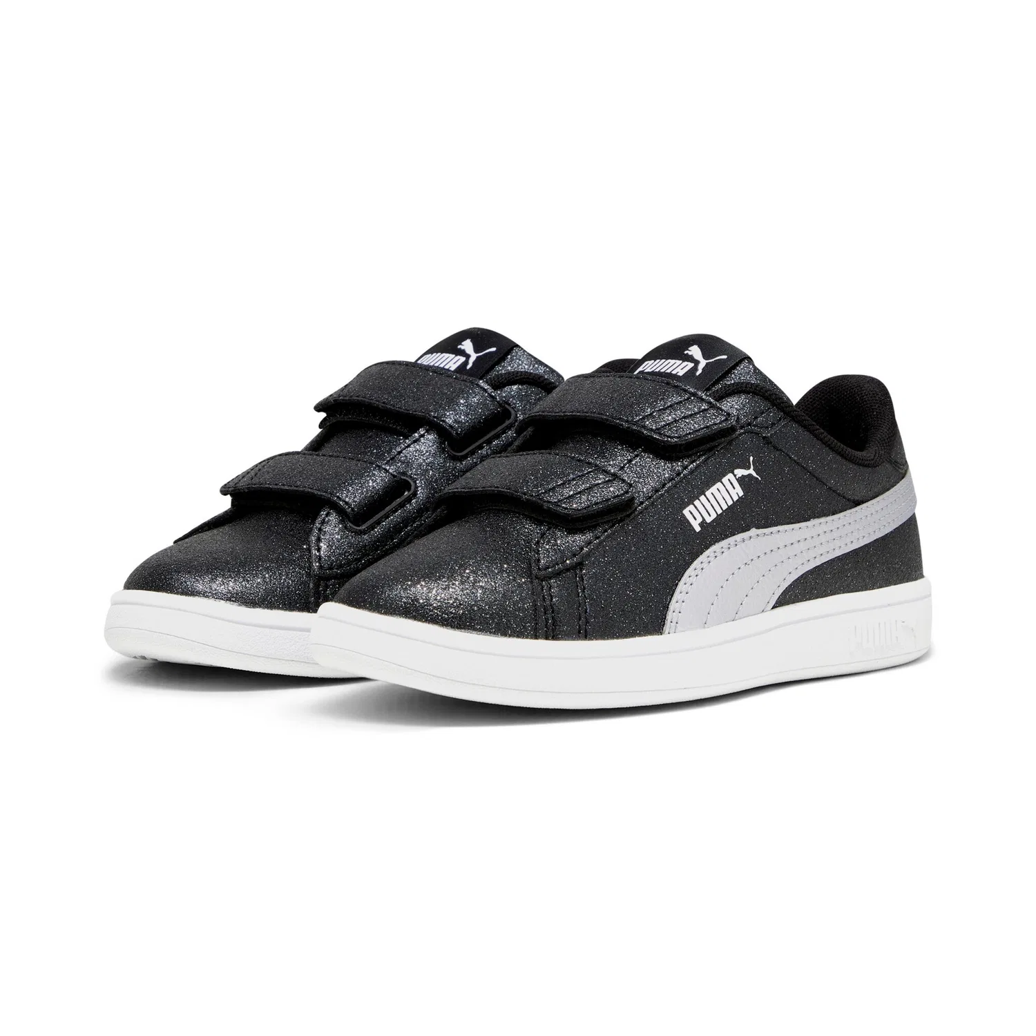 Детские кроссовки с блестками Smash 3.0 Glitz Glam PUMA, Black/Silver/White